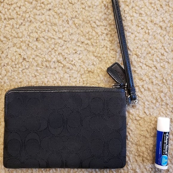 Coach Outline Signature Black Small Wristlet - Picture 2 of 3